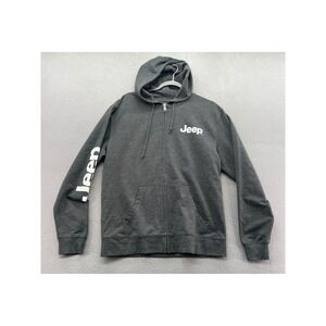 Jeep Sweatshirt Size L Mens Full Zip Hoodie Charcoal Gray Mountain Graphic